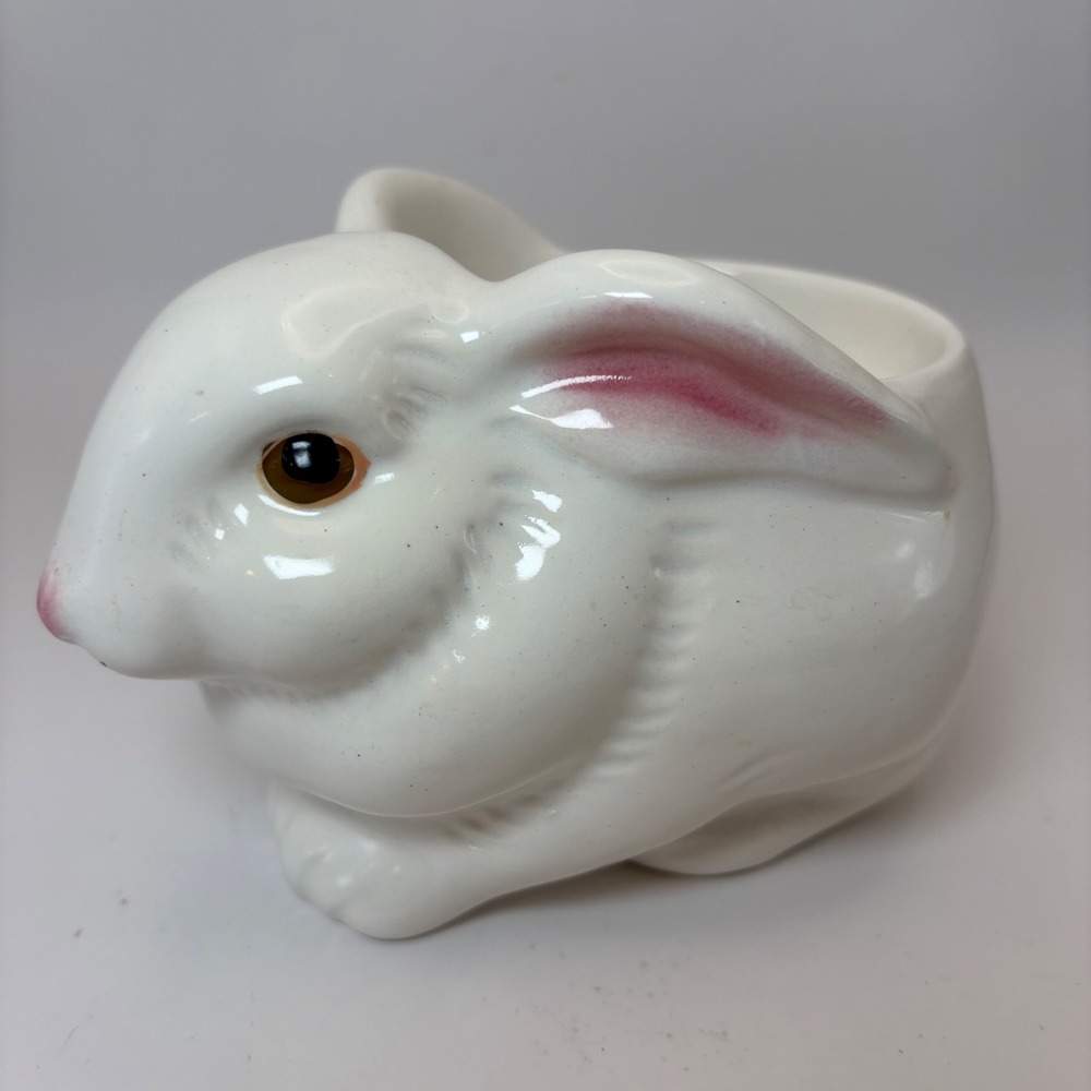 Vtg 1970s Avon Ceramic Bunny Rabbit Planter Candle Holder Coquette Cottagecore